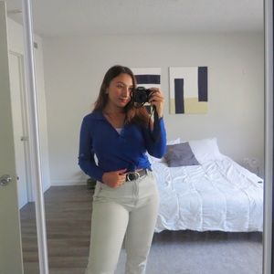 LAND’S END Blue Polo-Style Longsleeve